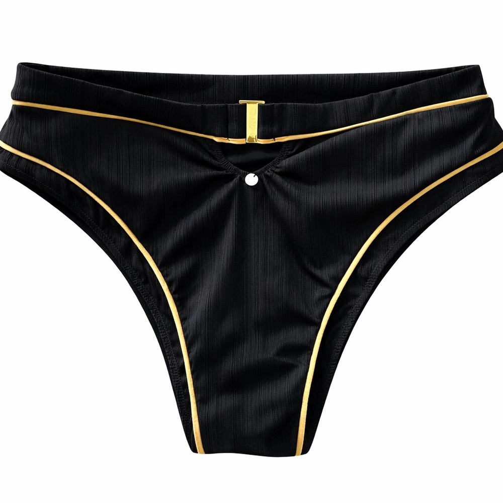 For Love & Lemons La Mer Black High Waist Bikini Bottom L